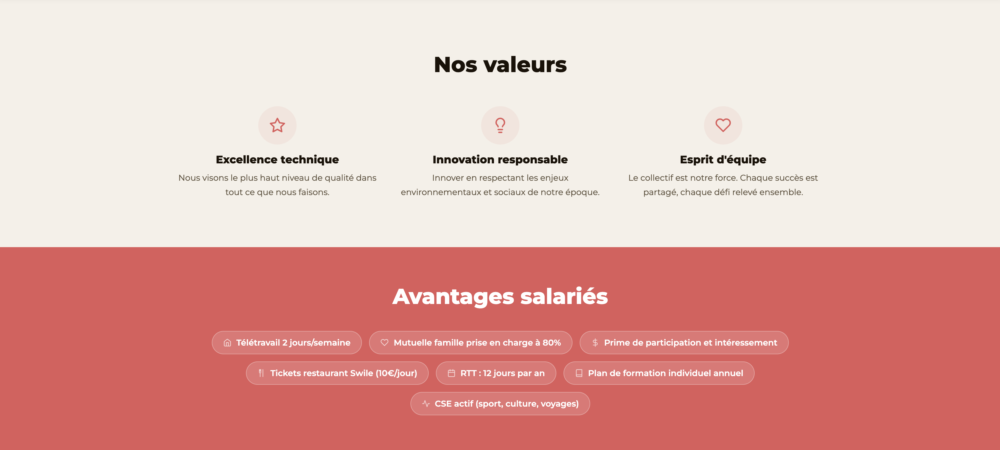 Page carrière — nos valeurs